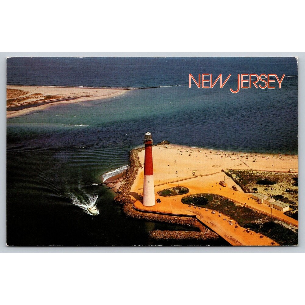 NJ Postcard Barnegat Lighthouse Aerial View Scheller Co 1985 Written Message